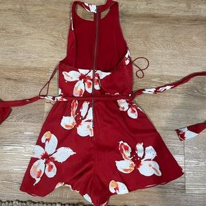 Alice & Olivia Maroon Romper with Zipper back